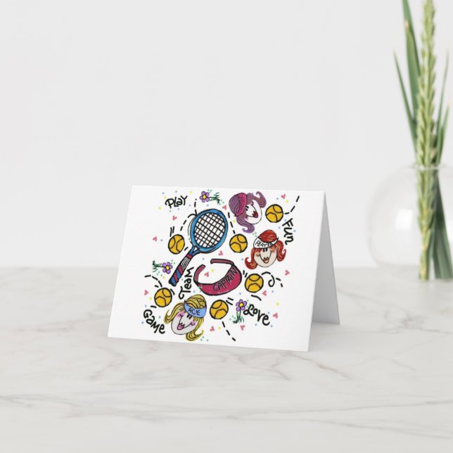 Carte Note Card -Tennis Girls (Devant)