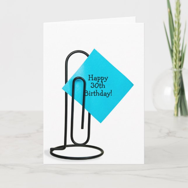 Carte Note d'anniversaire 30 ans sur un trombone (Devant)