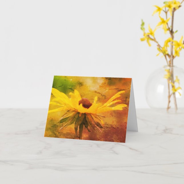 Carte Note d'art florale de Susan Soft Black Eyed (Fleur jaune)
