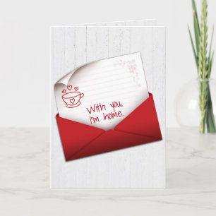 Carte Note de Saint-Valentin en enveloppe rouge sur le b