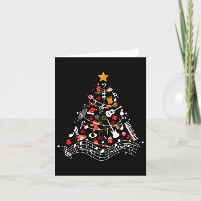 Carte Notes de Musique Arbre de Noël Musical Enseignant  (Devant)