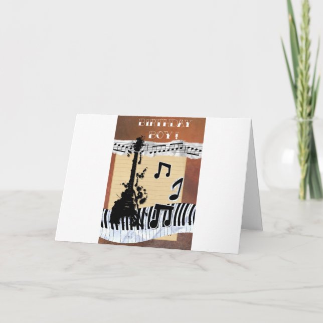 Carte notes de musique joyeuse guitare danse (Devant)