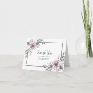 Carte Notes de remerciements Mauve Rose Floral Elegant