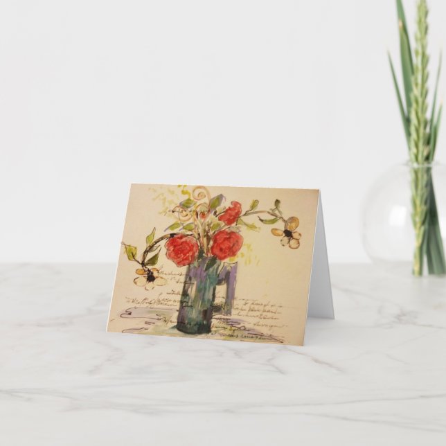 Carte Notes florales françaises par l'artiste, (Devant)