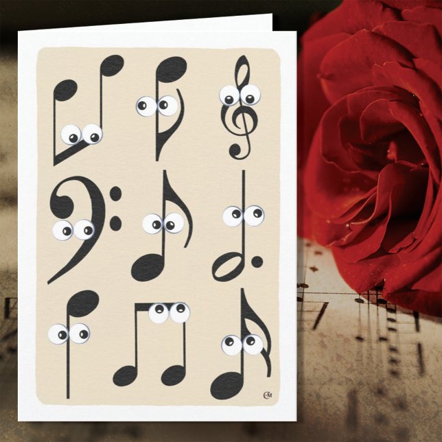 Carte Notes musicales à visage amusant Joyeux anniversai (Créateur téléchargé)