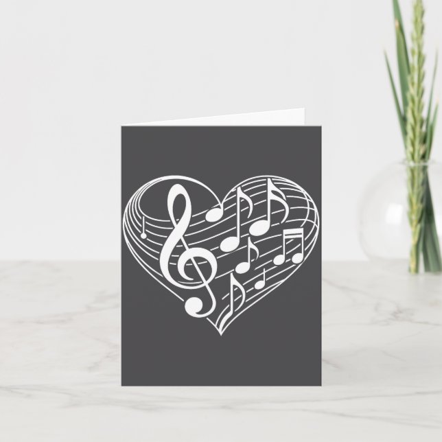 Carte Notes musicales en forme de cœur pour la Saint-Val (Devant)