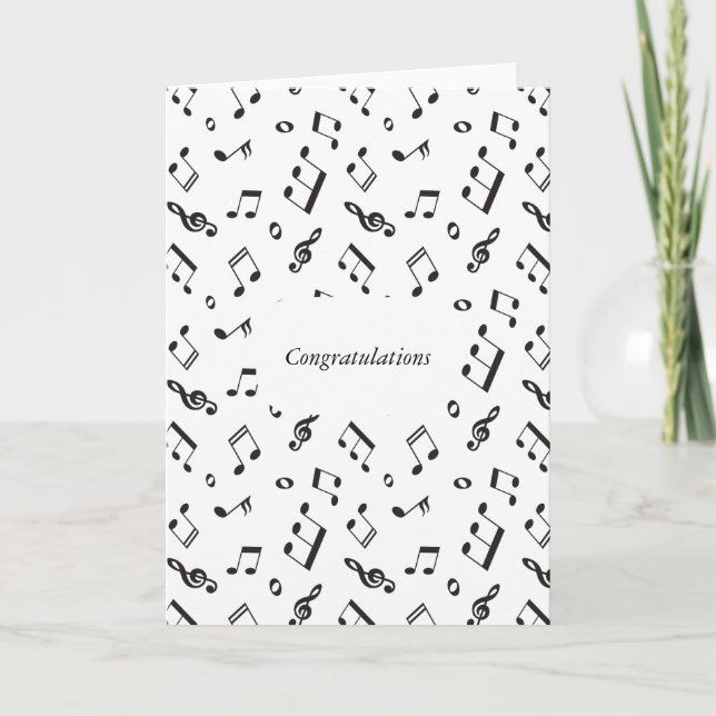Carte Notes musicales noir et blanc (Devant)