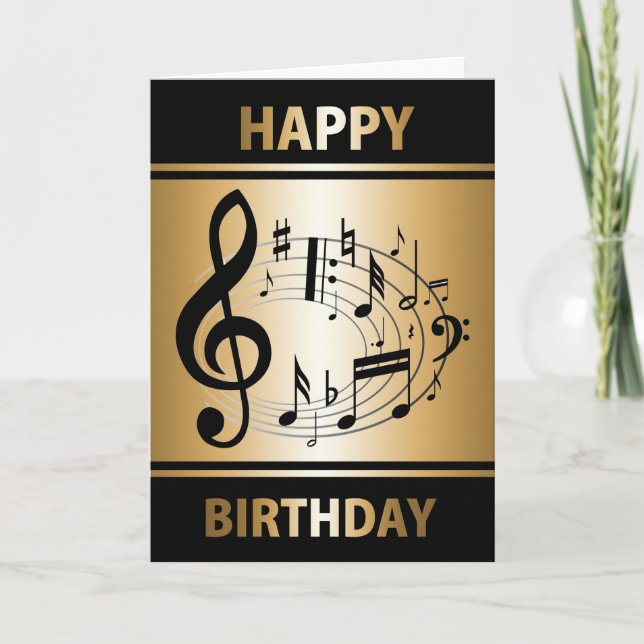 Carte Notes musicales noires dans la forme ovale sur (Devant)