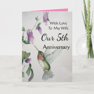 Carte Notre 5e anniversaire Ma femme avec l'amour Colibr