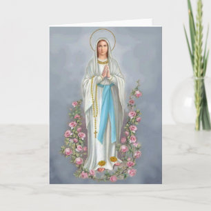 Carte Notre-Dame du Rosaire avec roses