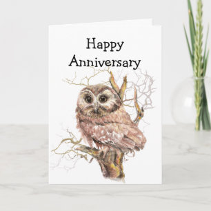Carte Notre hibou anniversaire vous aime toujours