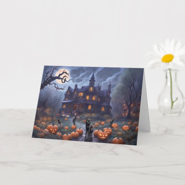 Carte Notre maison à votre maison hantée Halloween (Petite plante)
