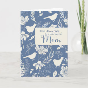 Carte Notre maman Birthday Blue Birds and Blossoms