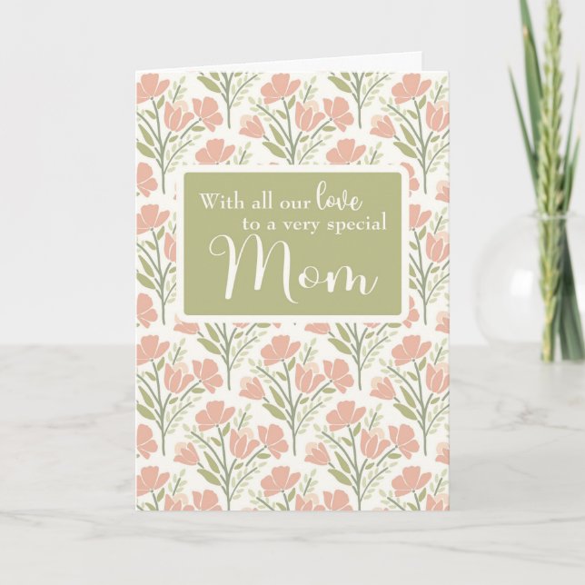 Carte Notre mère Anniversaire Motif de fleurs roses (Devant)