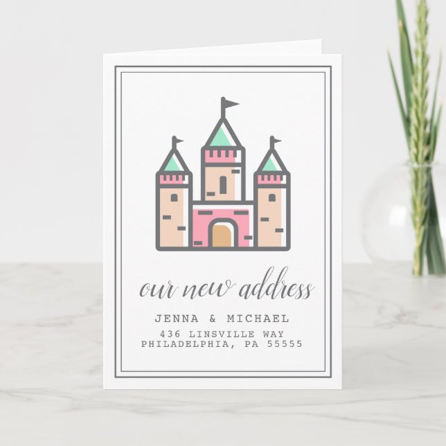 Carte Notre nouvelle adresse | Pastel Castle Home (Devant)