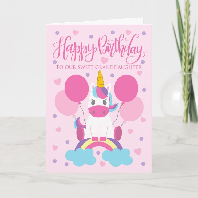 Carte Notre Petite-Fille Unicorne Sur Rainbow Birthday (Devant)