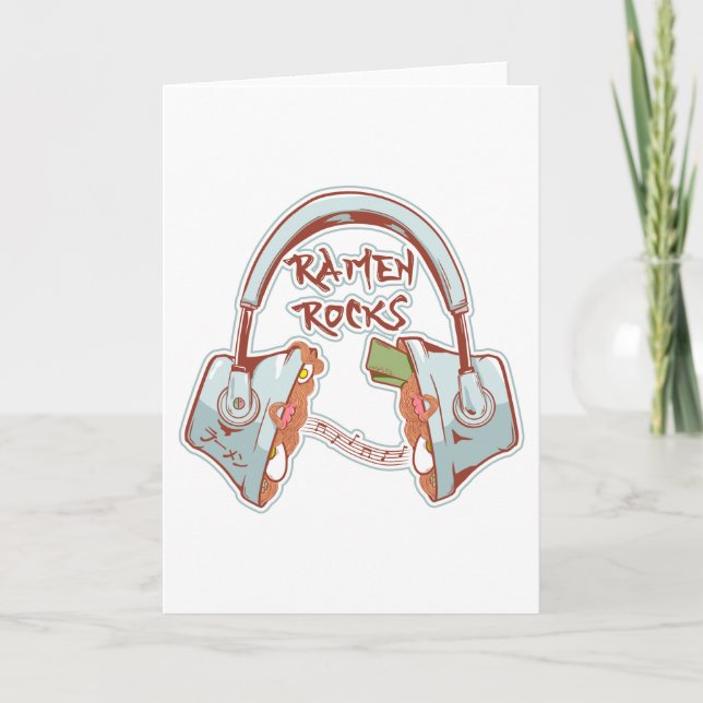 Carte Nouilles Ramen rock drôles casques (Devant)