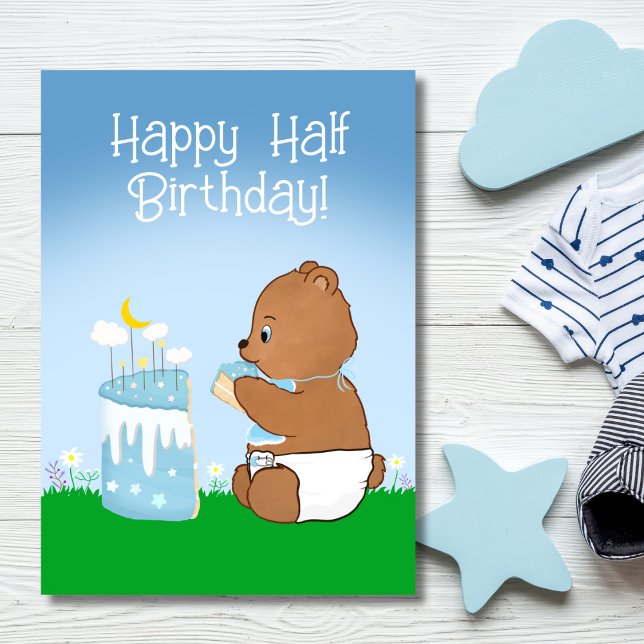 Carte Nounours d'anniversaire de teddy ours en mangeant  (Créateur téléchargé)