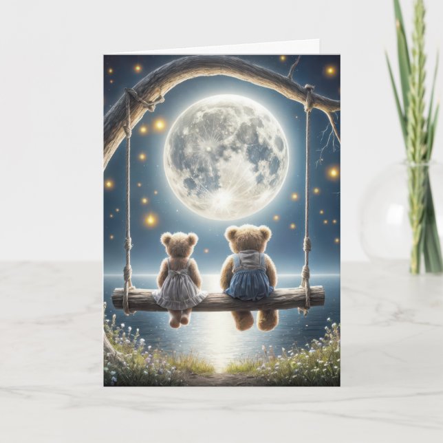 Carte Nounours d'anniversaire en voile (Devant)