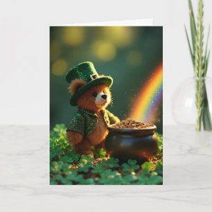 Carte Nounours d'ours en peluche de la Saint-Patrick