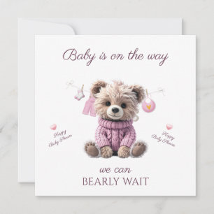 Carte Nounours en peluche rose Félicitations