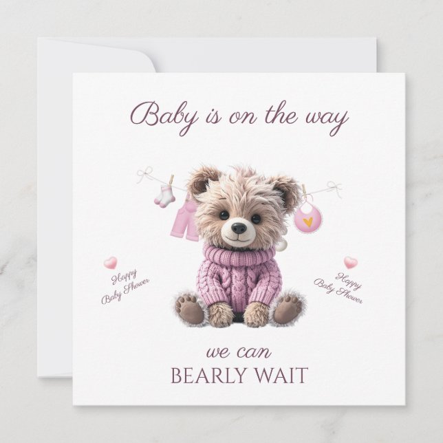 Carte Nounours en peluche rose Félicitations (Devant)