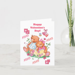 Carte Nounours Ours en Peluche Câlins Bisous
