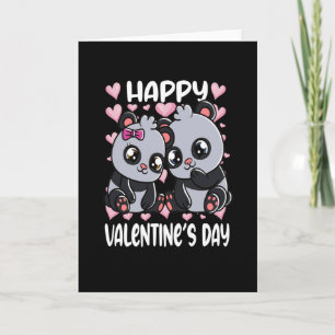 Carte Nounours Panda Mignons Couple de Pandas Cœurs