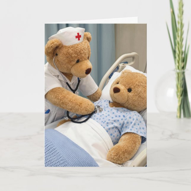 Carte Nounours Teddy Bear avec stéthoscope  (Devant)