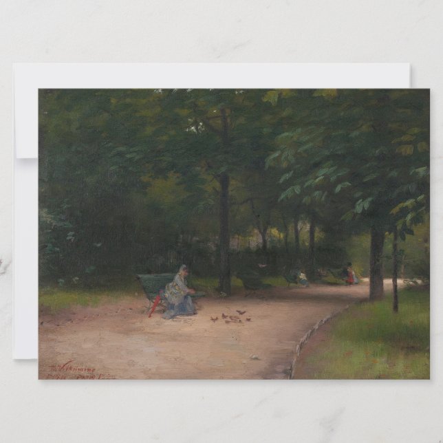 Carte Nourrir les oiseaux dans le parc (par Paul Peel) (Devant)