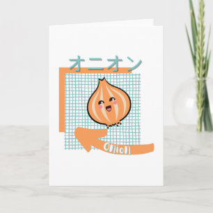Carte nourriture kawaii - mignon Oignon, orange, turquoi