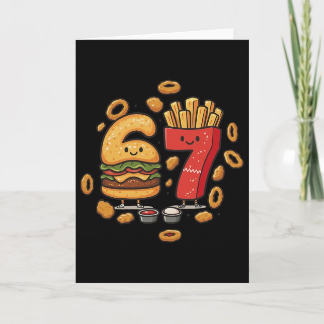 Carte Nourriture Rapide Drôle 67 Burger Frites Nugget de (Devant)