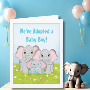 Carte Nous avons adopté une famille de bébé éléphant mâl