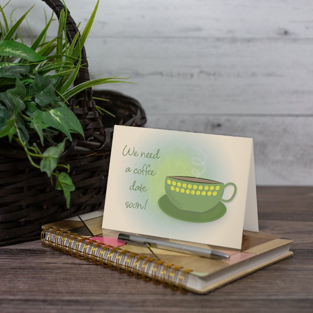 Carte Nous avons besoin d'une date café (Coffee friends will love this greeting card!)