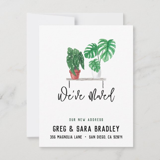Carte Nous avons déplacé de mignons Plantes d'aquarelle  (Devant)