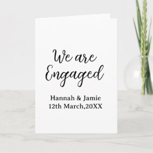 Carte Nous sommes fiancés nom date calligraphiée