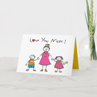 Carte Nous t'aimons Maman Cartoon Famille Bonne fête des