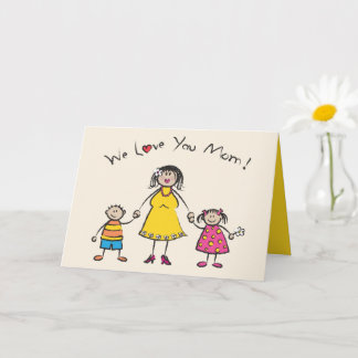 Carte Nous t'aimons Maman Cartoon Famille Bonne fête des