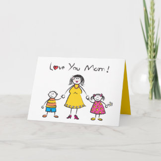 Carte Nous t'aimons Maman Cartoon Famille Bonne fête des