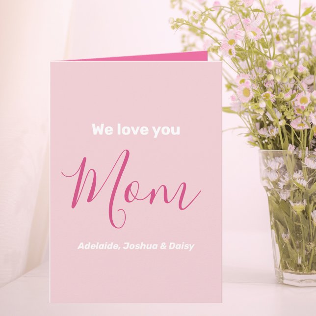Carte Nous t'aimons Maman Pink Minimalist (Créateur téléchargé)