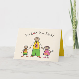Carte Nous t'aimons Papa Cartoon Famille Bonne Fête des