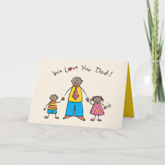 Carte Nous t'aimons Papa Cartoon Famille Bonne Fête des