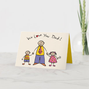 Carte Nous t'aimons Papa Cartoon Famille Bonne Fête des