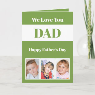 Carte Nous t'aimons Papa Fête des Pères lime blanc photo