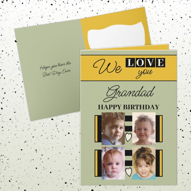 Carte Nous vous aimons grand 4 photo vert anniversaire (Créateur téléchargé)