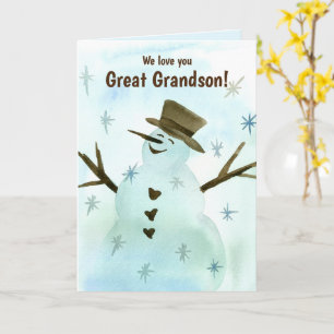 Carte Nous Vous Aimons Grand Petit-Fils Noël Snowman