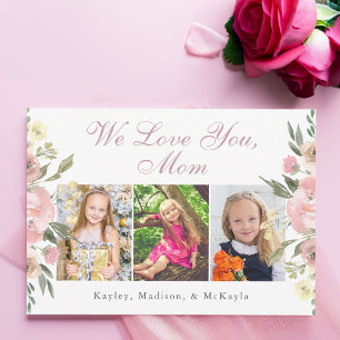Carte Nous vous aimons Maman Photo rose florale Fête des