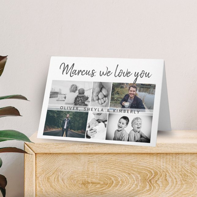 Carte Nous vous aimons Modern Script 6 Photo Collage (Créateur téléchargé)