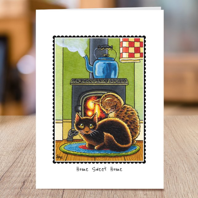 Carte Nouveau Accueil Cute Peinture Chat personnalisé pl (Créateur téléchargé)