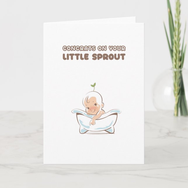 Carte Nouveau Baby Cute Little Sprout Félicitations Card (Devant)